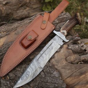 Hand-Forged Stag Horn Damascus Bowie