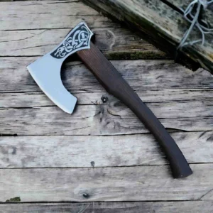 Norse Serpent Viking Axe Rosewood Handle
