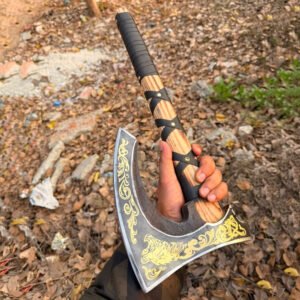 Ornate Leather-Wrapped Tactical Axe