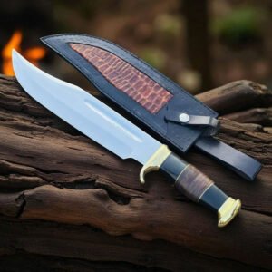 Stacked Wood & Horn Handle Hunting Bowie