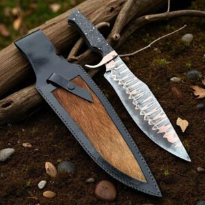 Handcrafted Copper Layer Damascus Hunting Knife