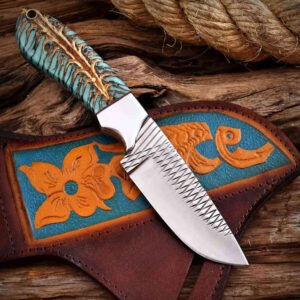 Cowboy Hunting Knife Rasp Steel Pinecone Handle